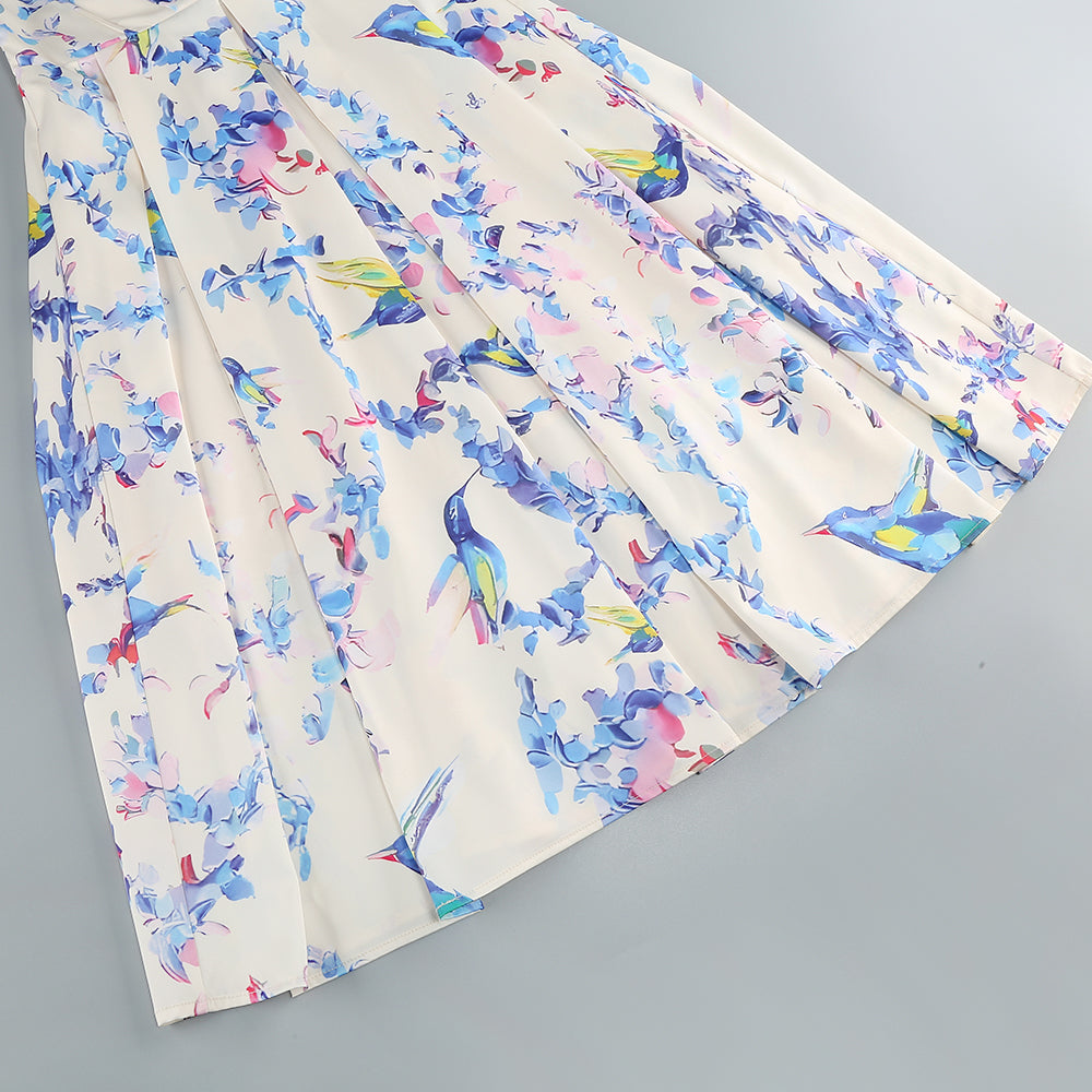 Strapless Floral Corset A Line Midi Dress