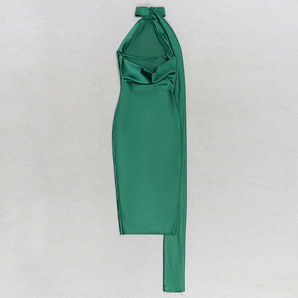 Halter Draped Midi Dress Green HV9644