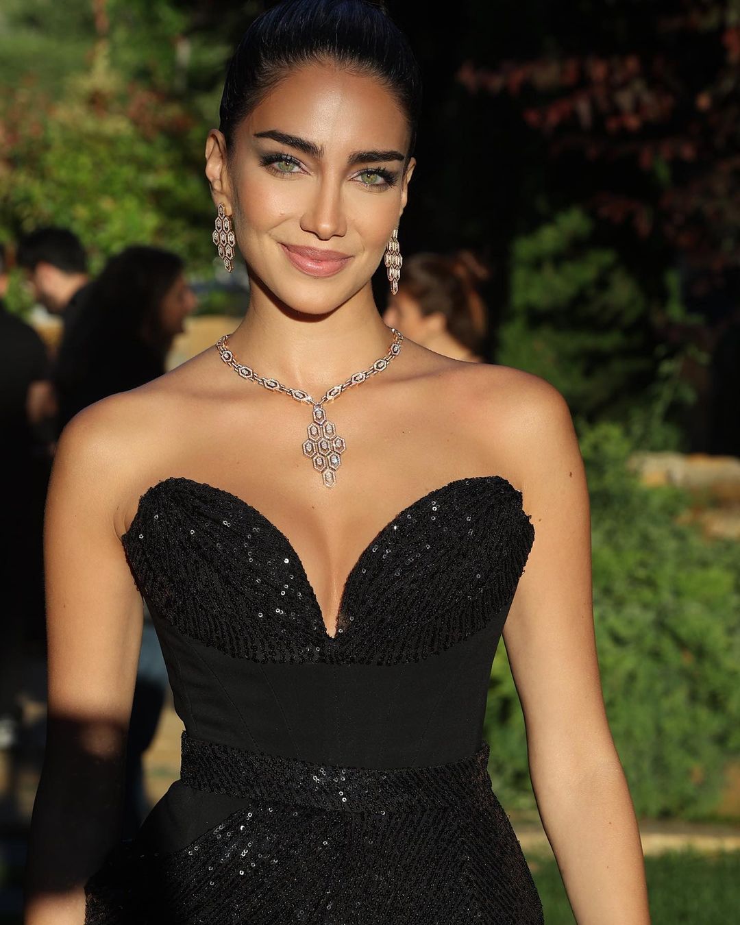 Strapless Sequin Two Piece Maxi Dress Black HV9217