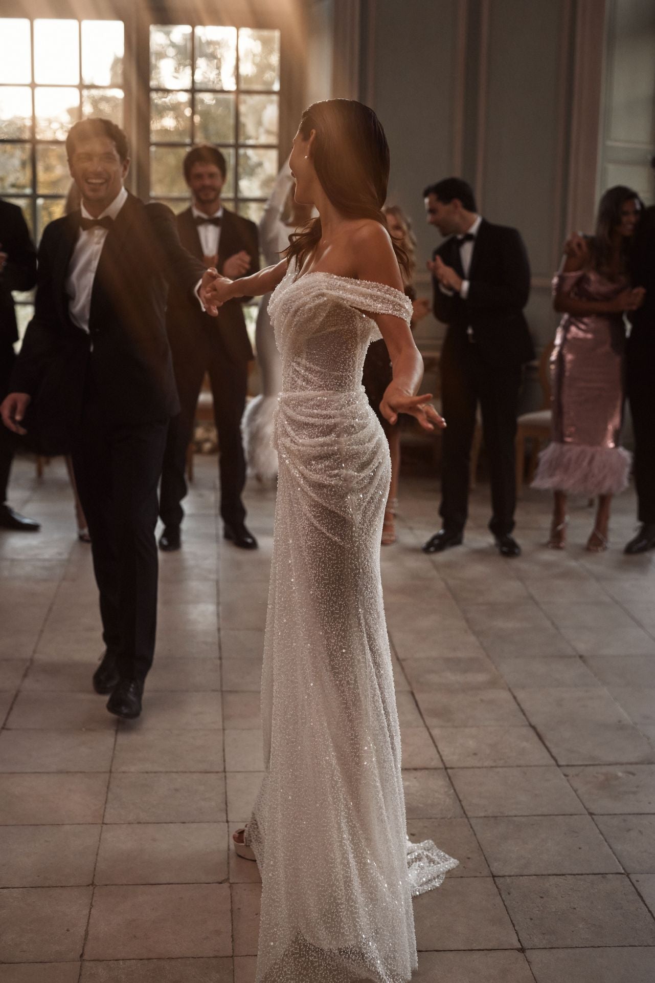 Bardot Sequin Draped Maxi Dress White HV1742