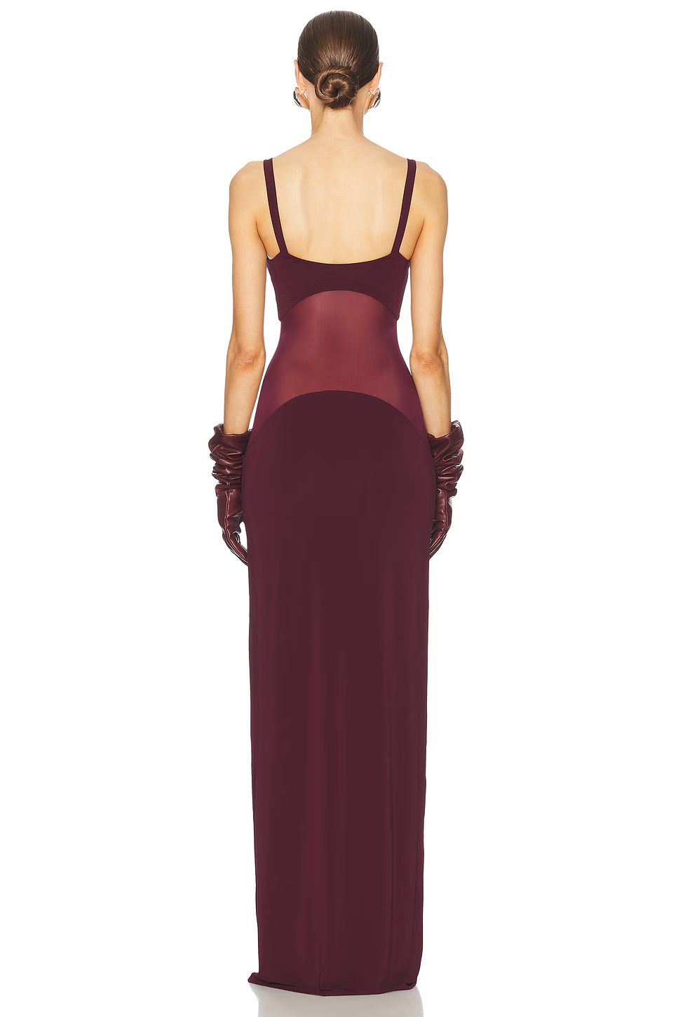 Mesh Insert Maxi Dress Burgundy HV2032