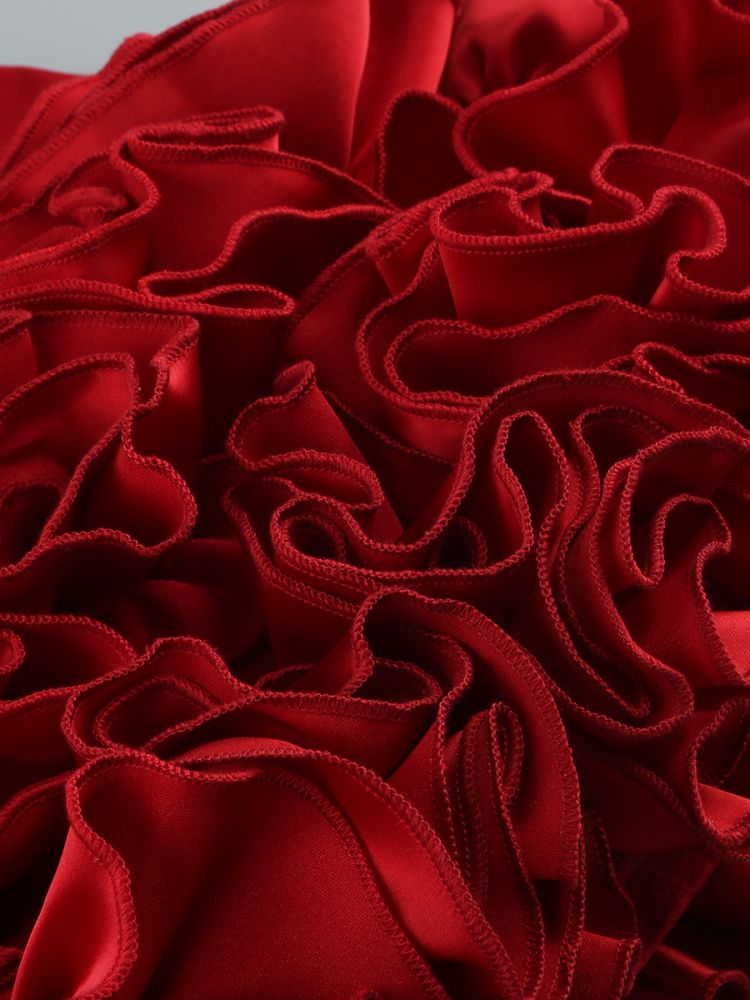 Strapless Corset Floral Ruffle Dress Red HV1645