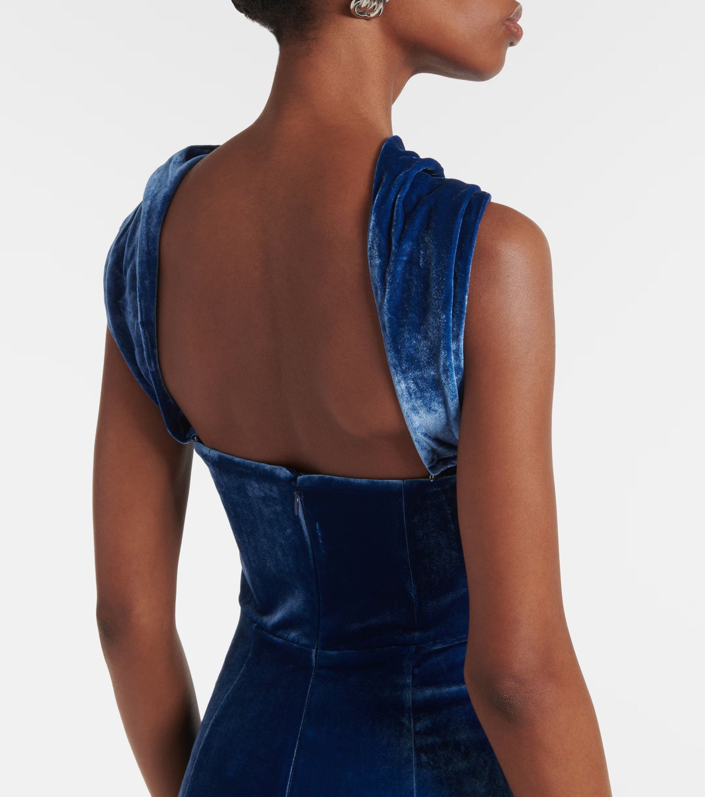 Halter Maxi Velvet Dress Blue HV2031
