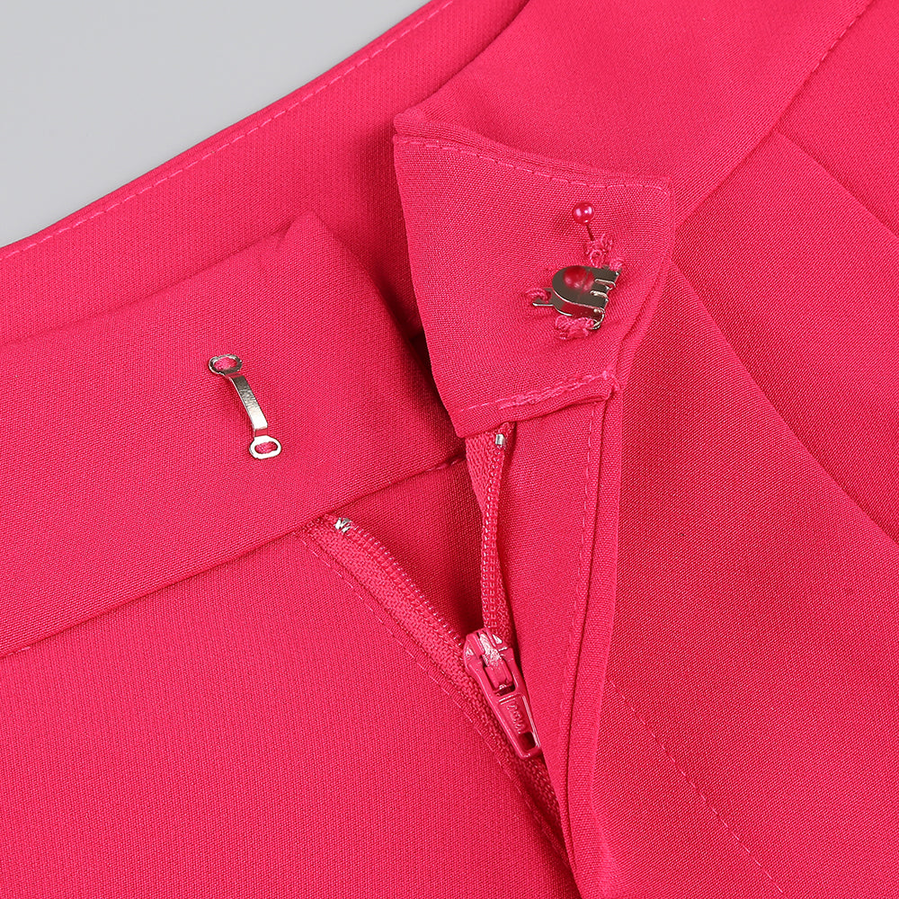 Long Sleeve Feather Detail Suit Hot Pink HV1267