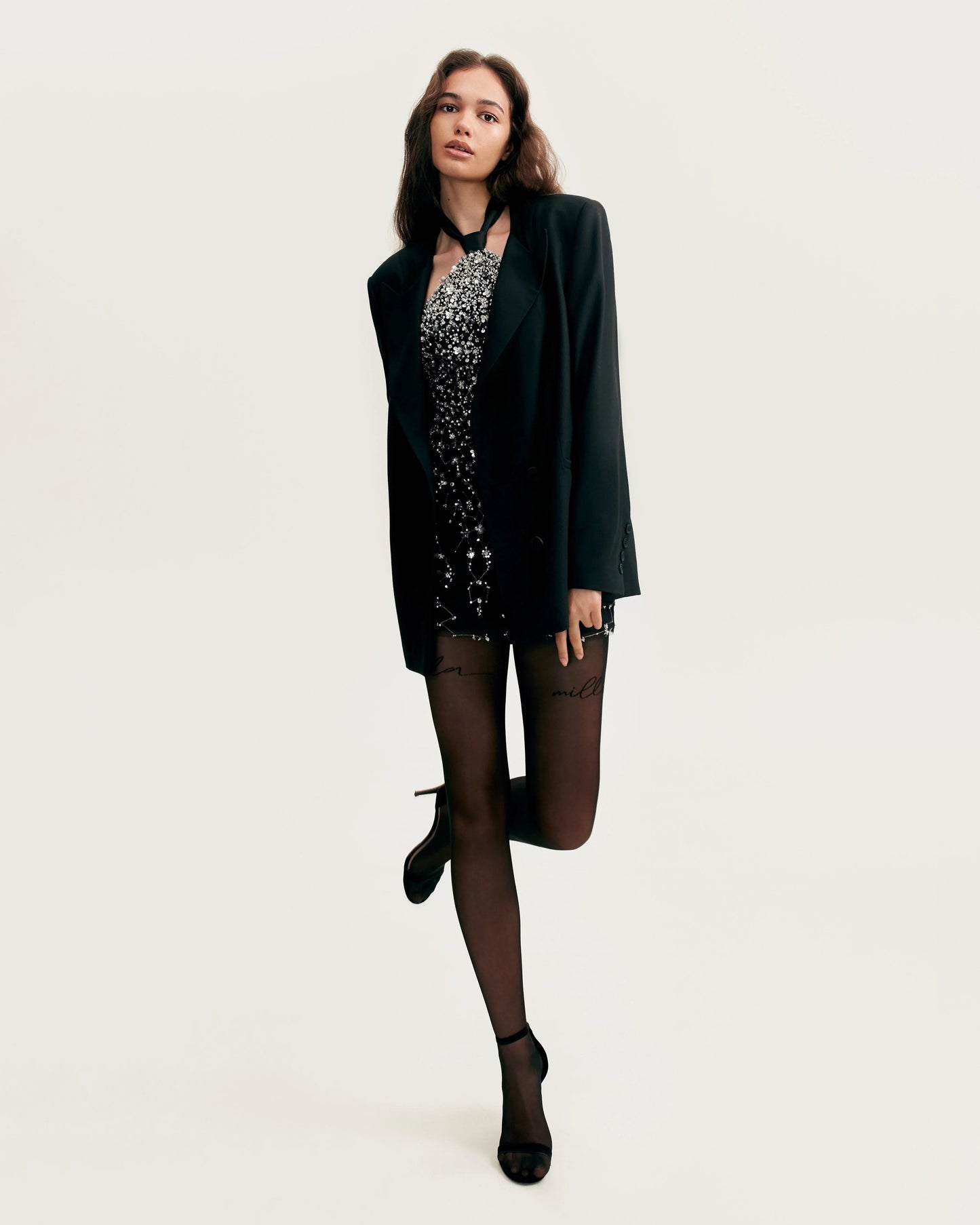 Halter Sequin Dress Black HV1869