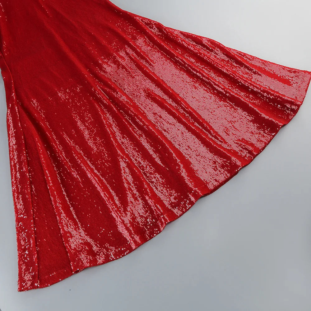 Sequin Maxi Dress Red