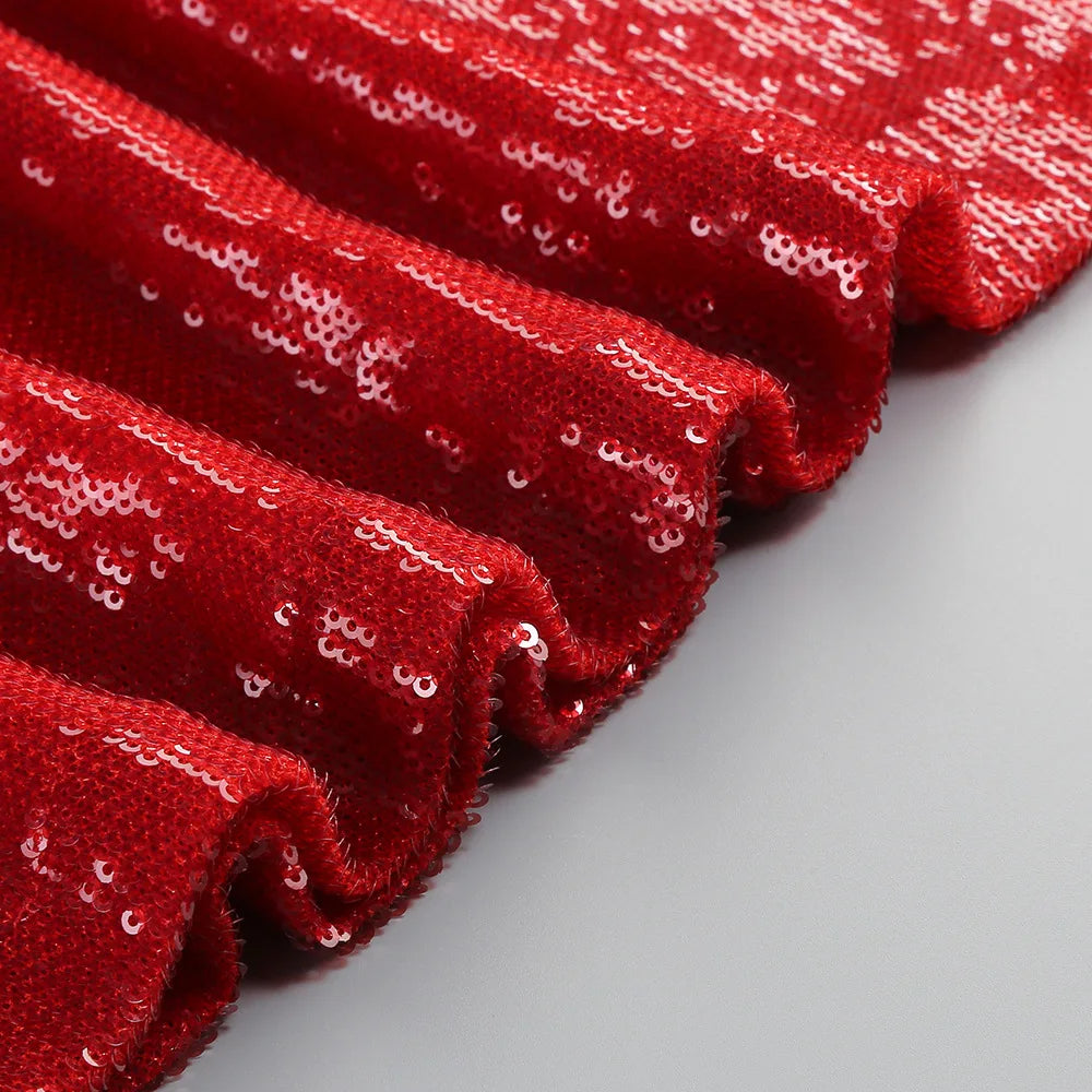 Sequin Maxi Dress Red