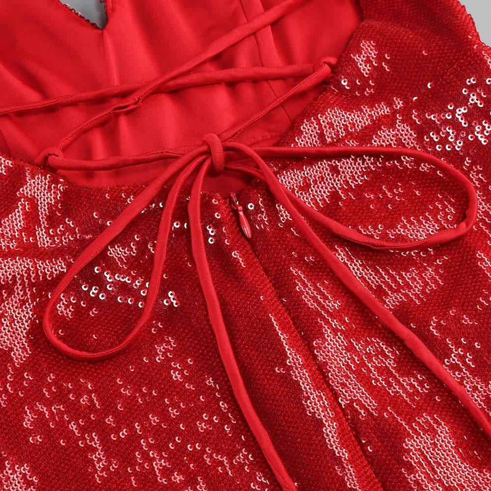 Sequin Maxi Dress Red