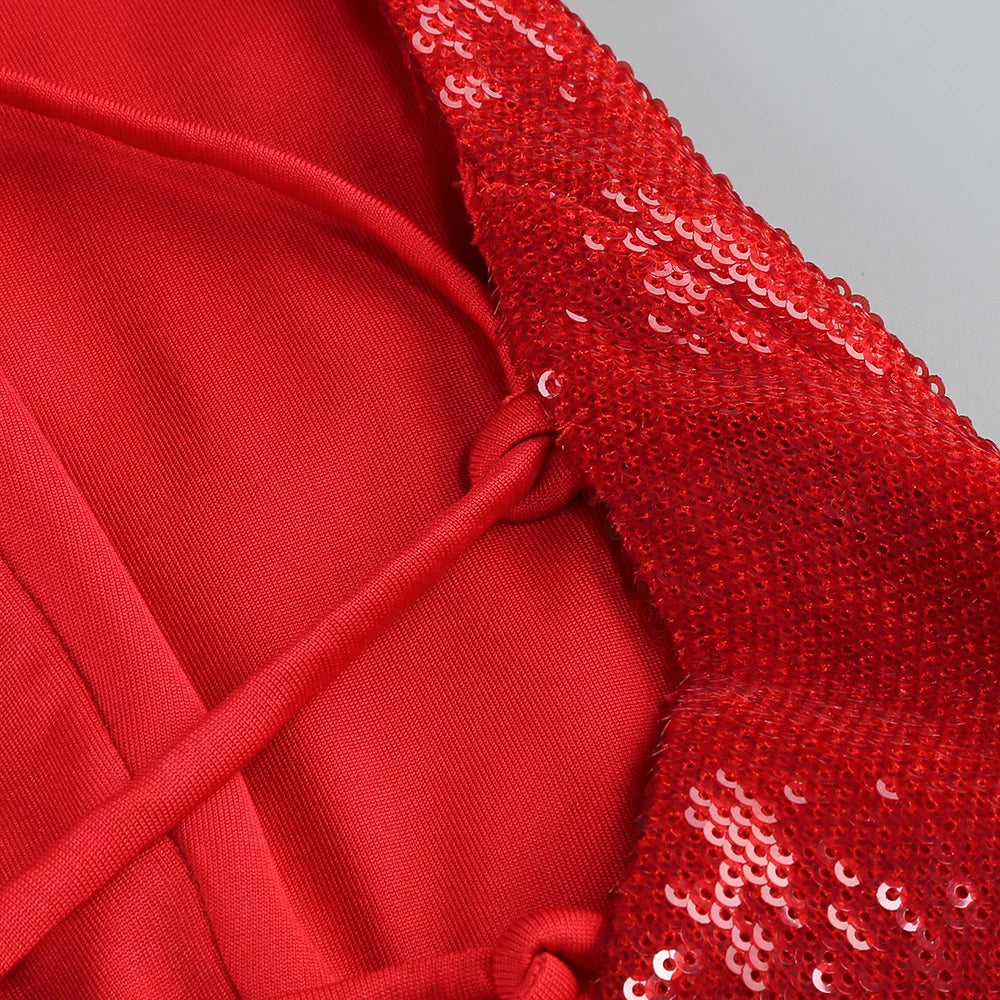 Sequin Maxi Dress Red