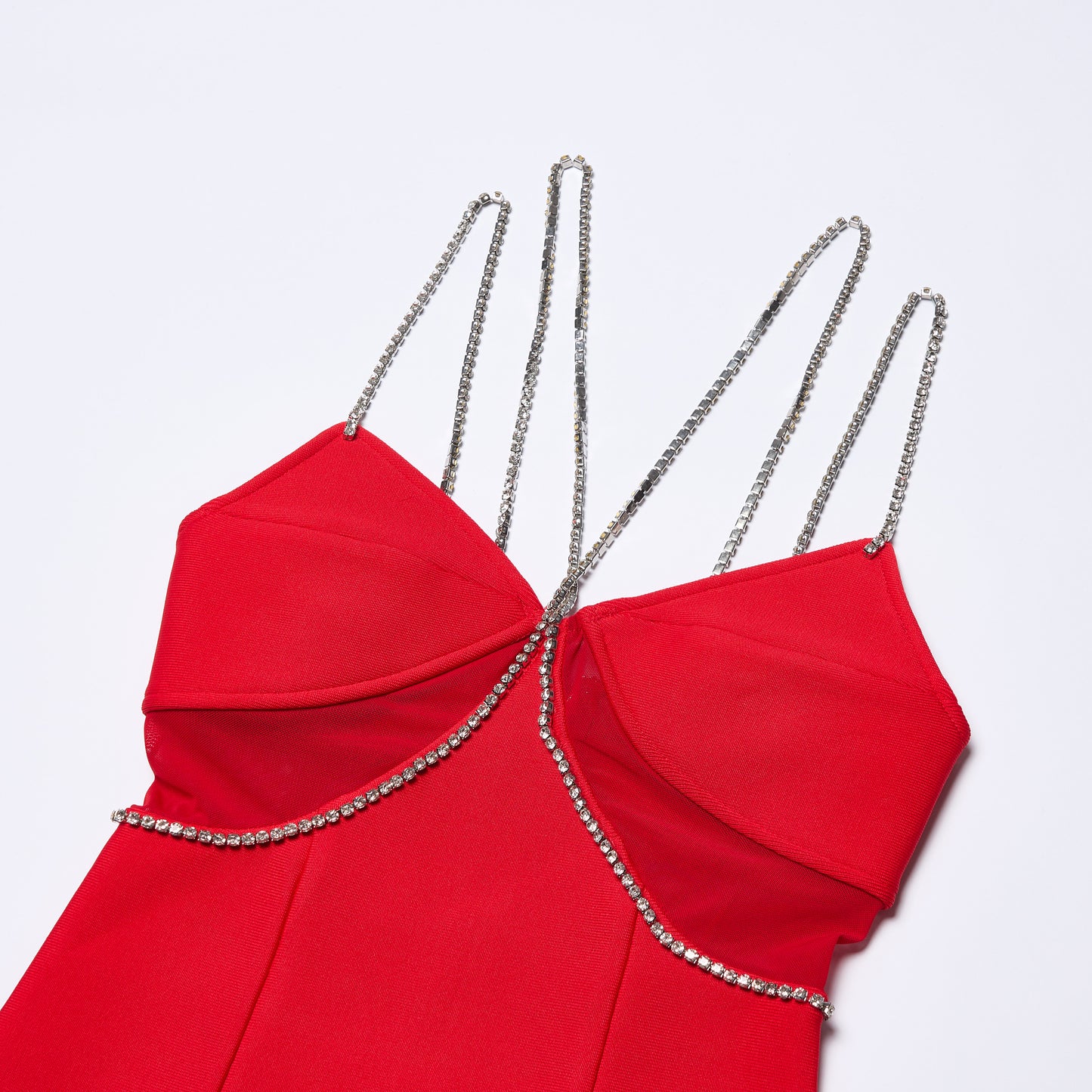 Crystal Straps Midi Dress Red HV2186