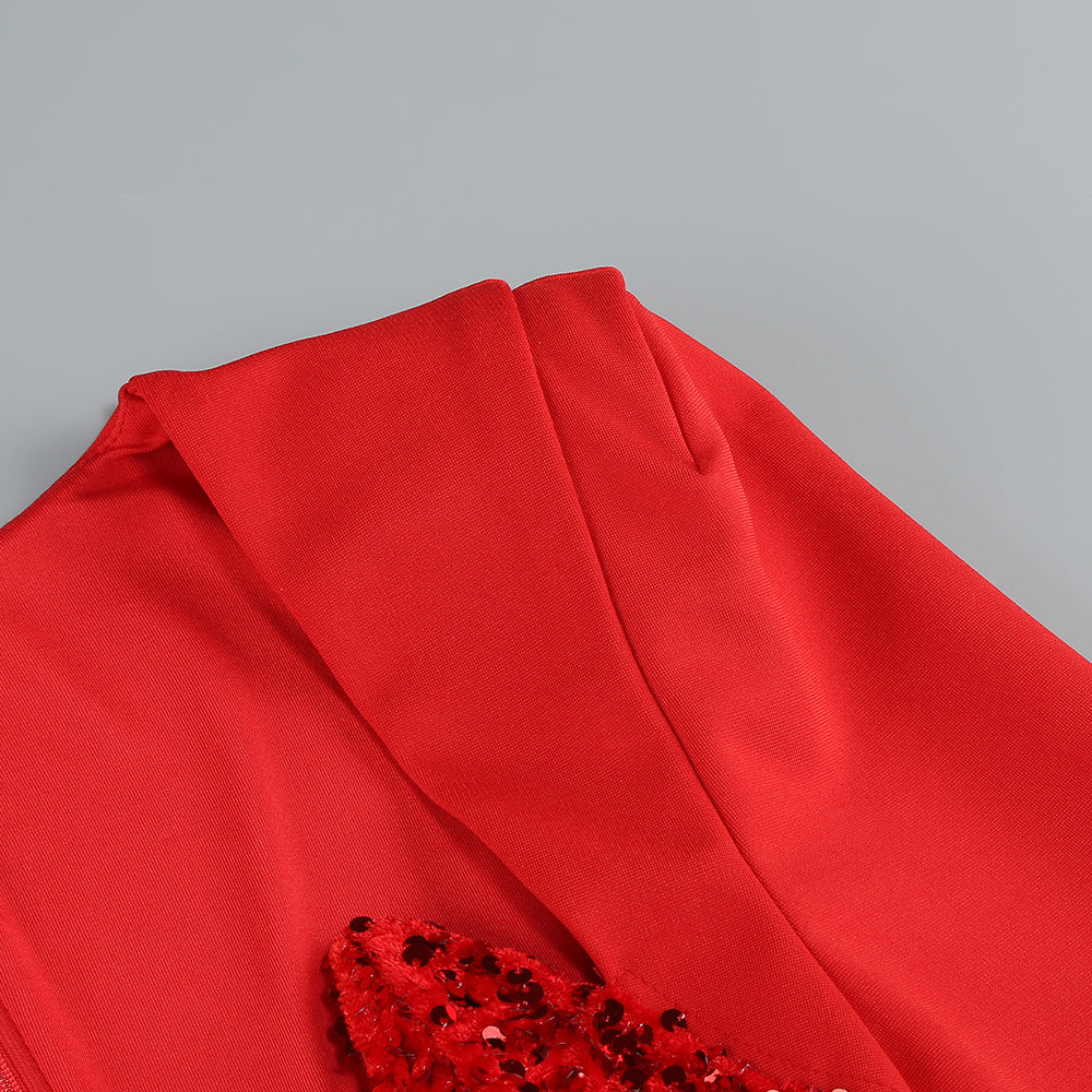 Long Sleeve Sequin Insert Midi Dress  HV1565