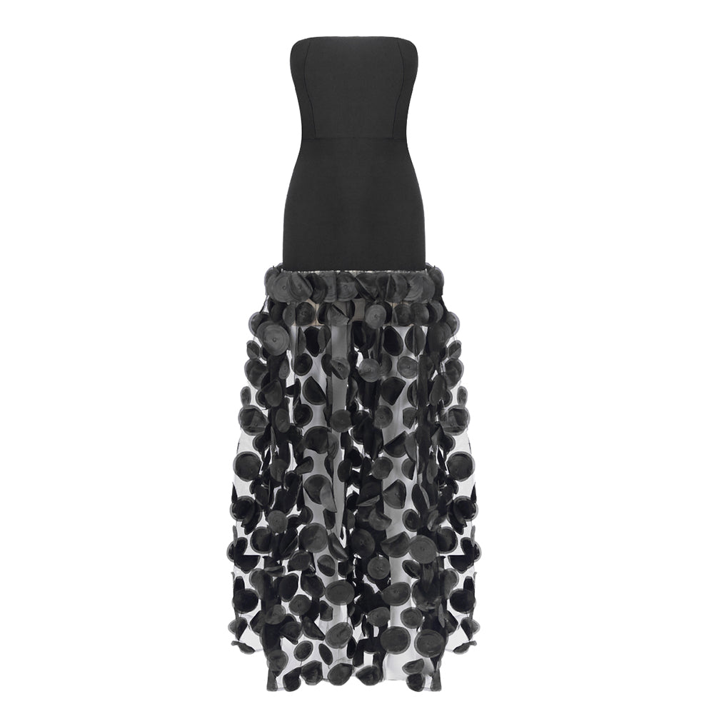 Strapless A Line Maxi Dress Black