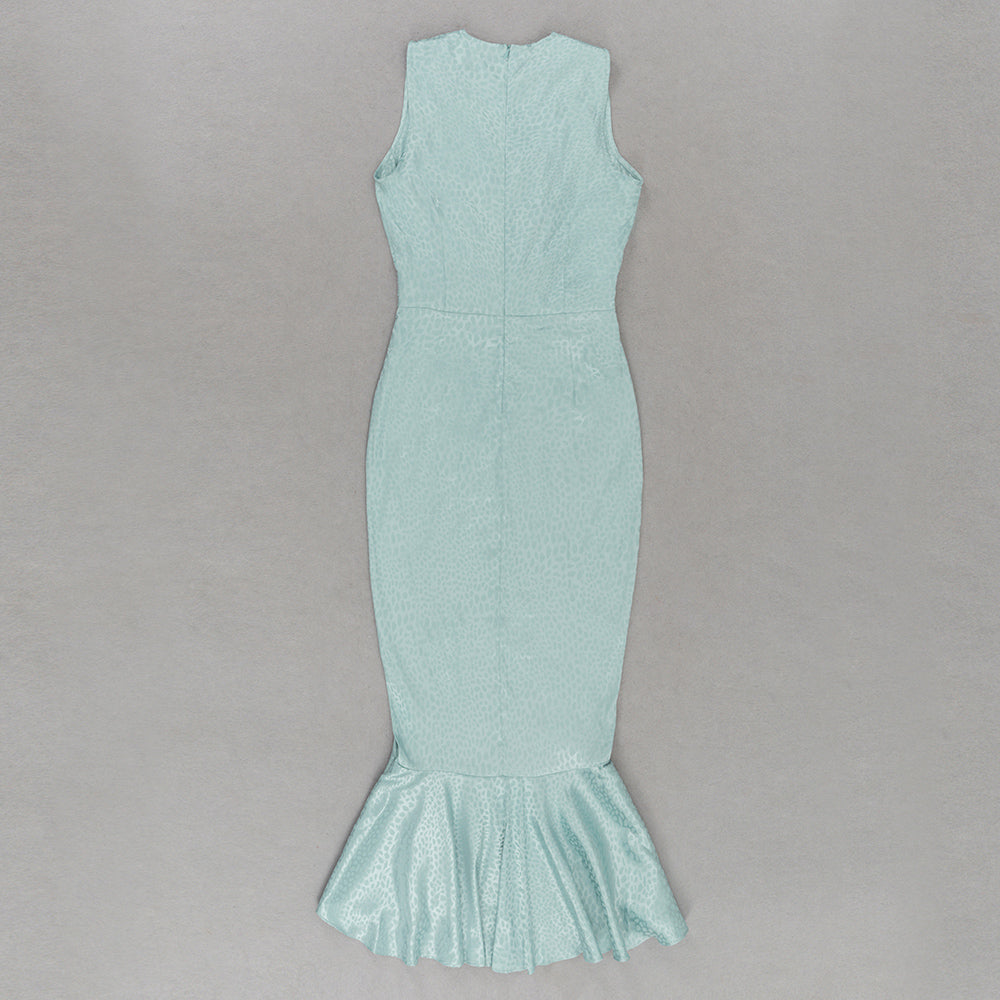 Draped Pleated Mermaid Midi Dress Green HV9320