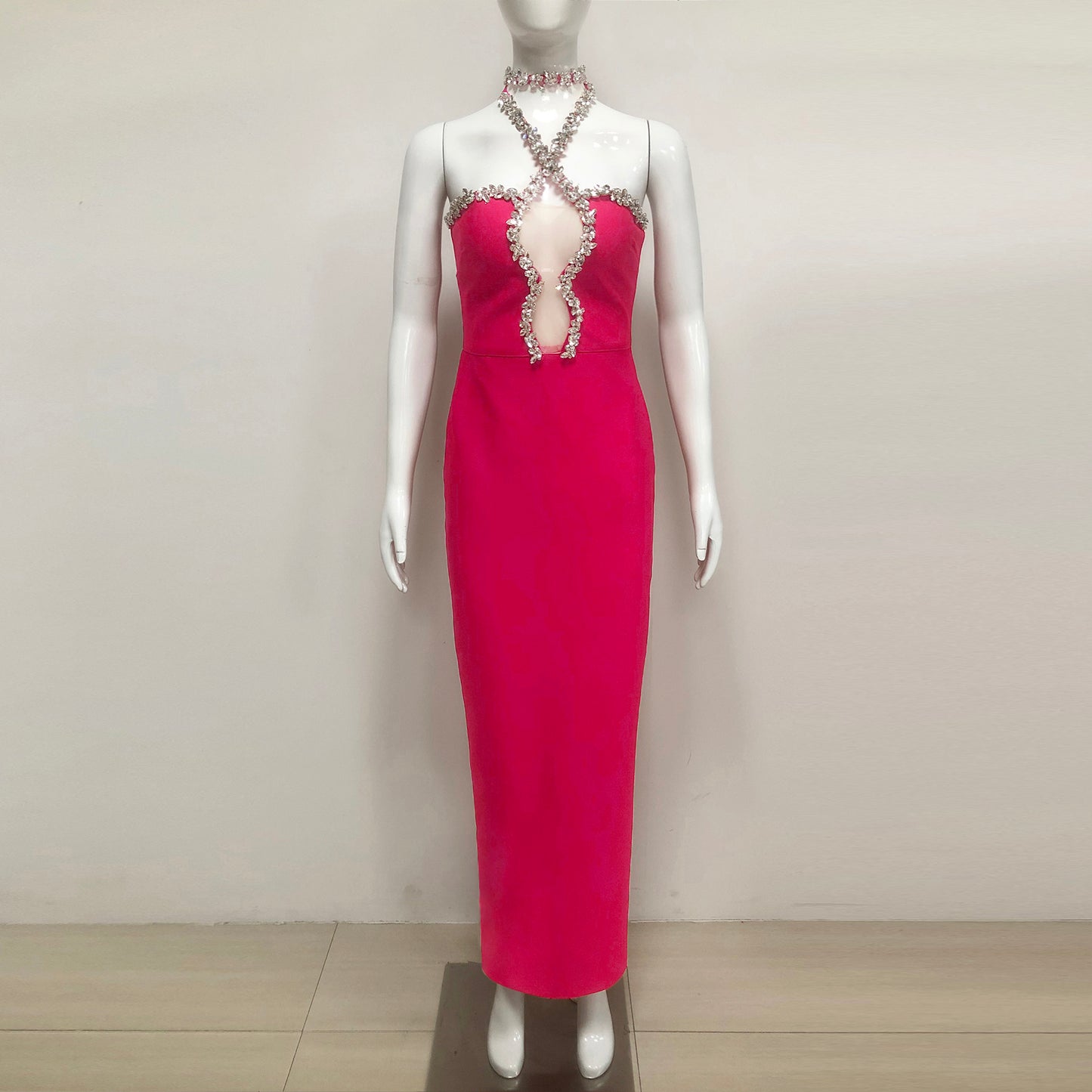 Halter Crystal Maxi Dress