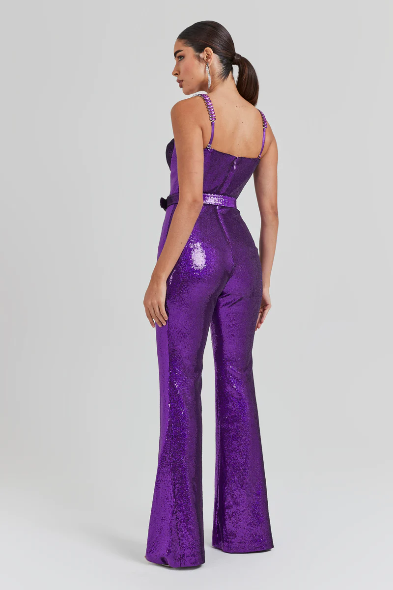 Bustier Sequin Jumpsuit Purple HV9977