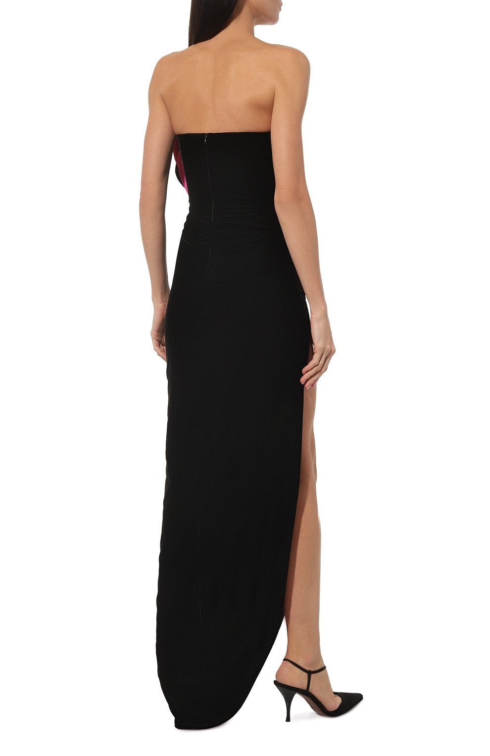 Strapless Flower Detail Maxi Velvet Dress HV1406