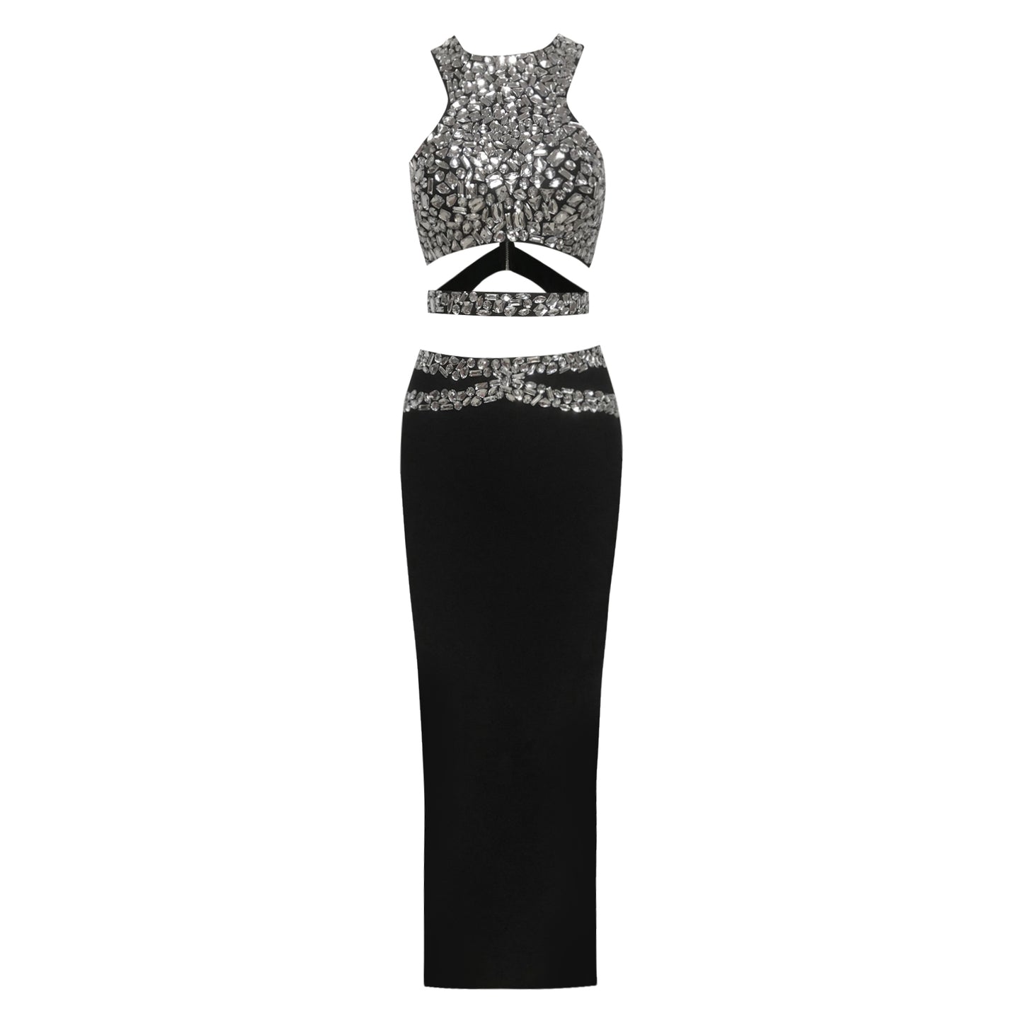 Crystal Overlay Maxi Dress Black HV