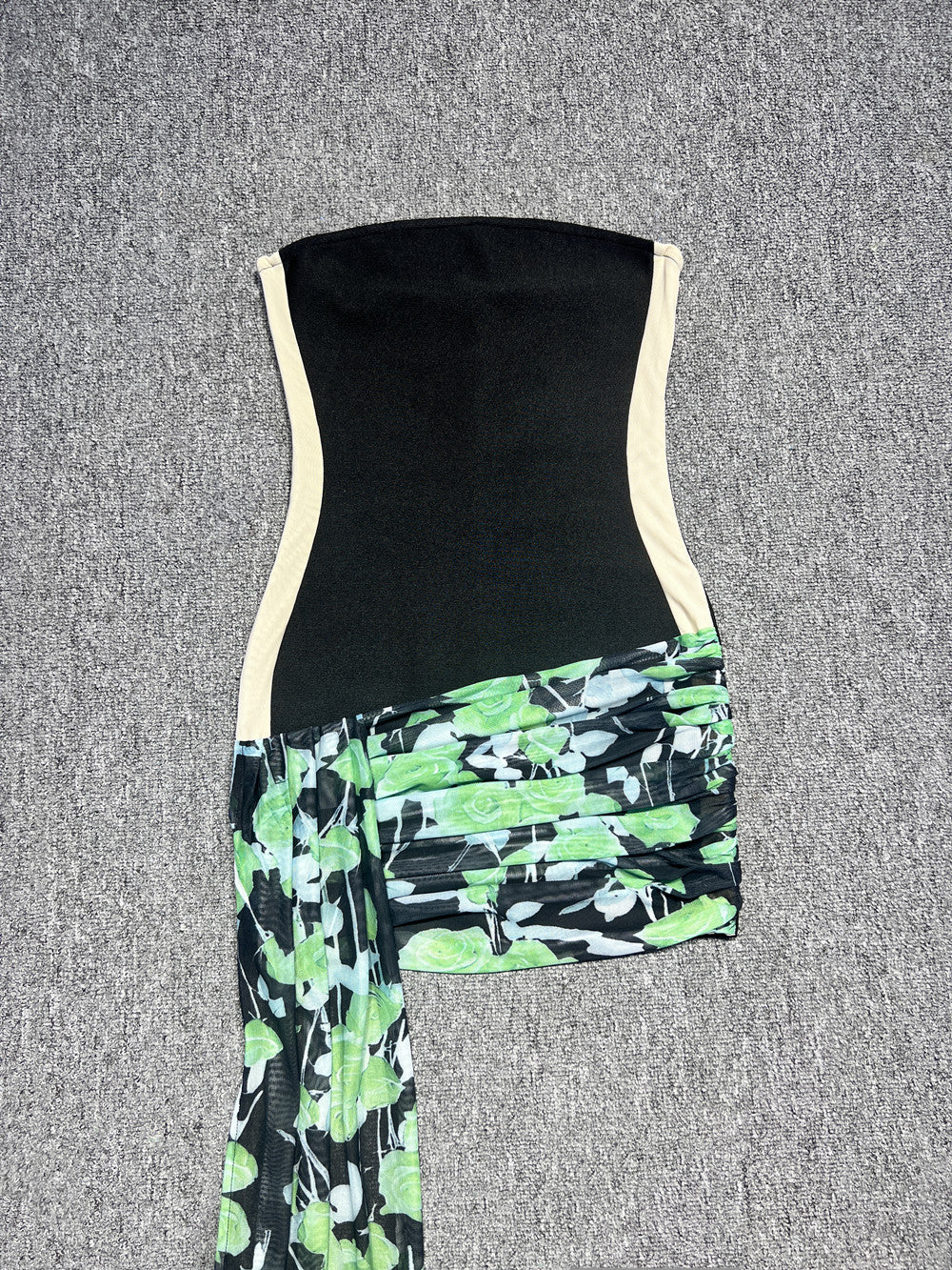 Strapless Floral Dress Black Green HV1557
