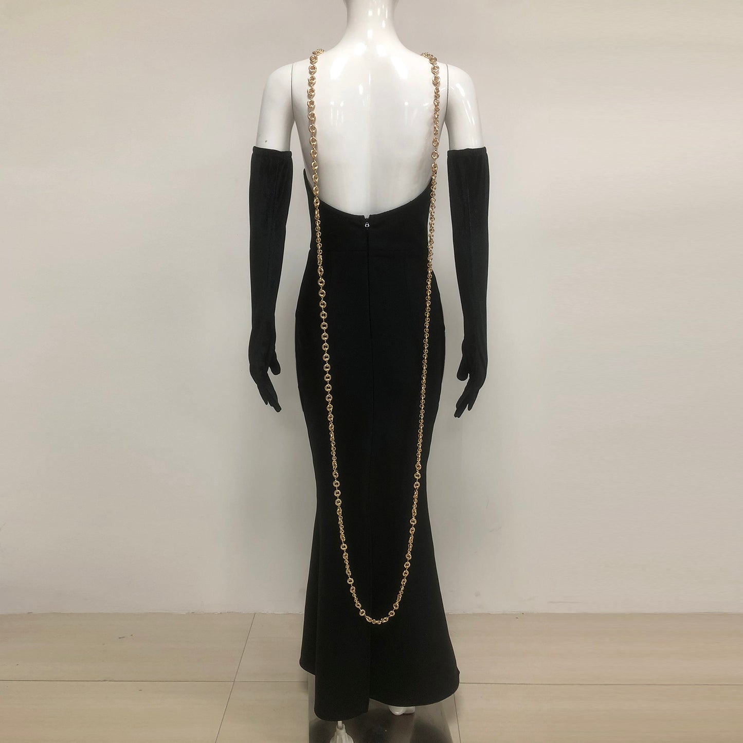 Halter Chain Maxi Dress Black