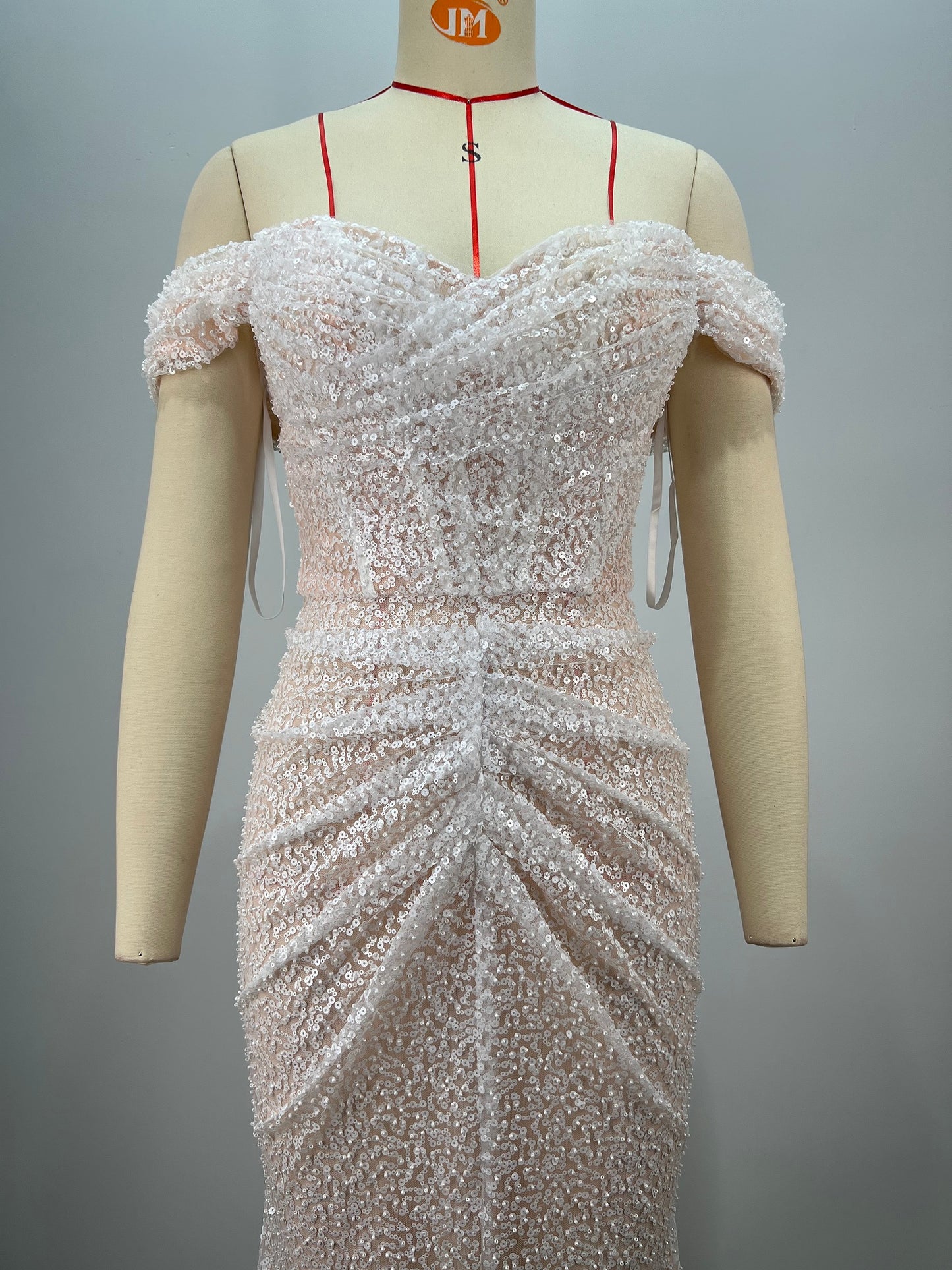 Bardot Sequin Draped Maxi Dress White HV1742