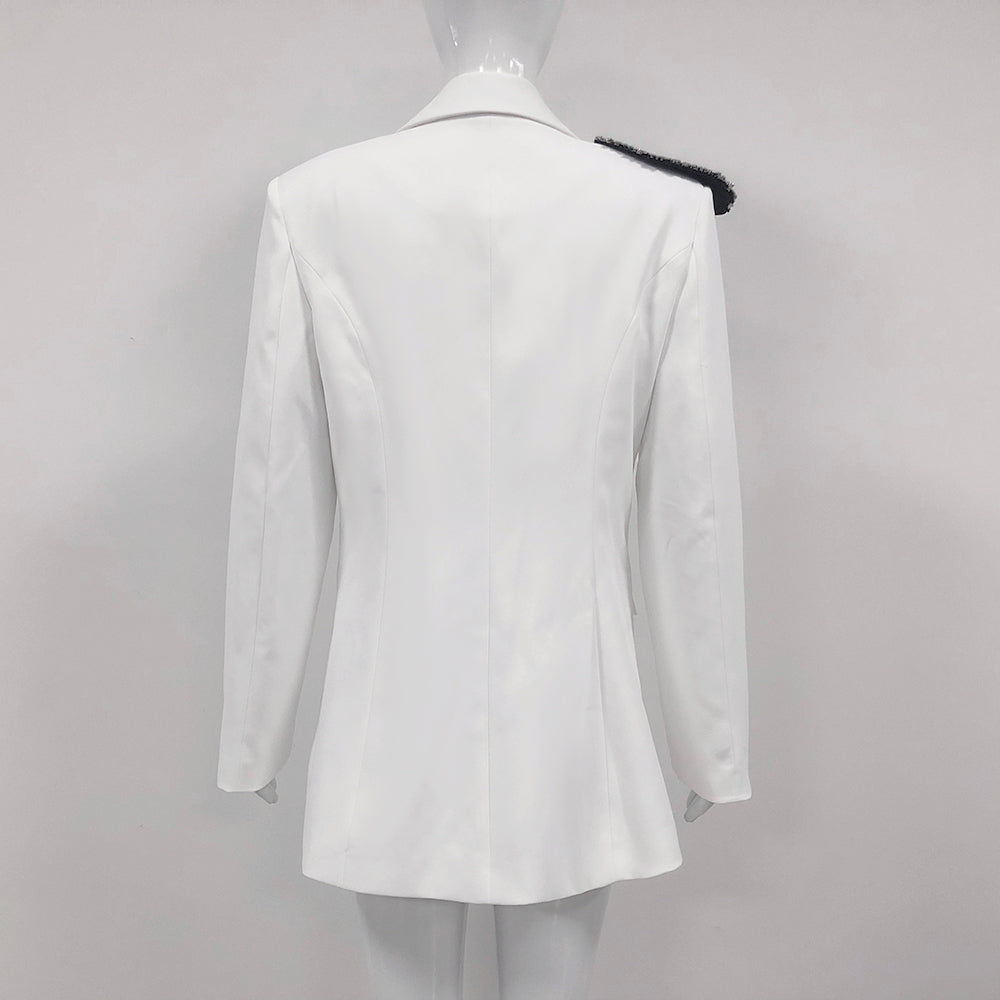 Long Sleeve Floral Detail Blazer White HV1354