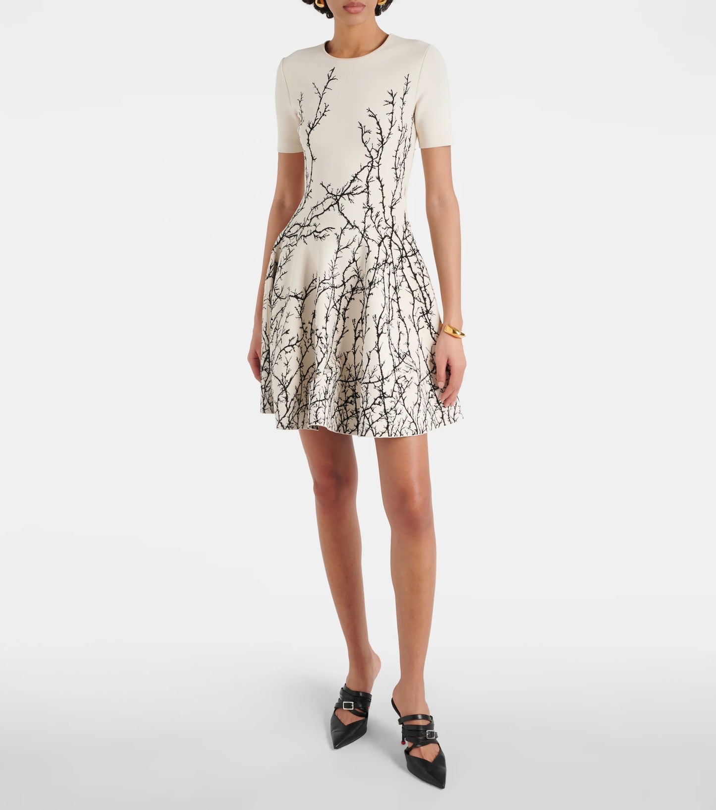 Short Sleeve A Line Dress White HV1576