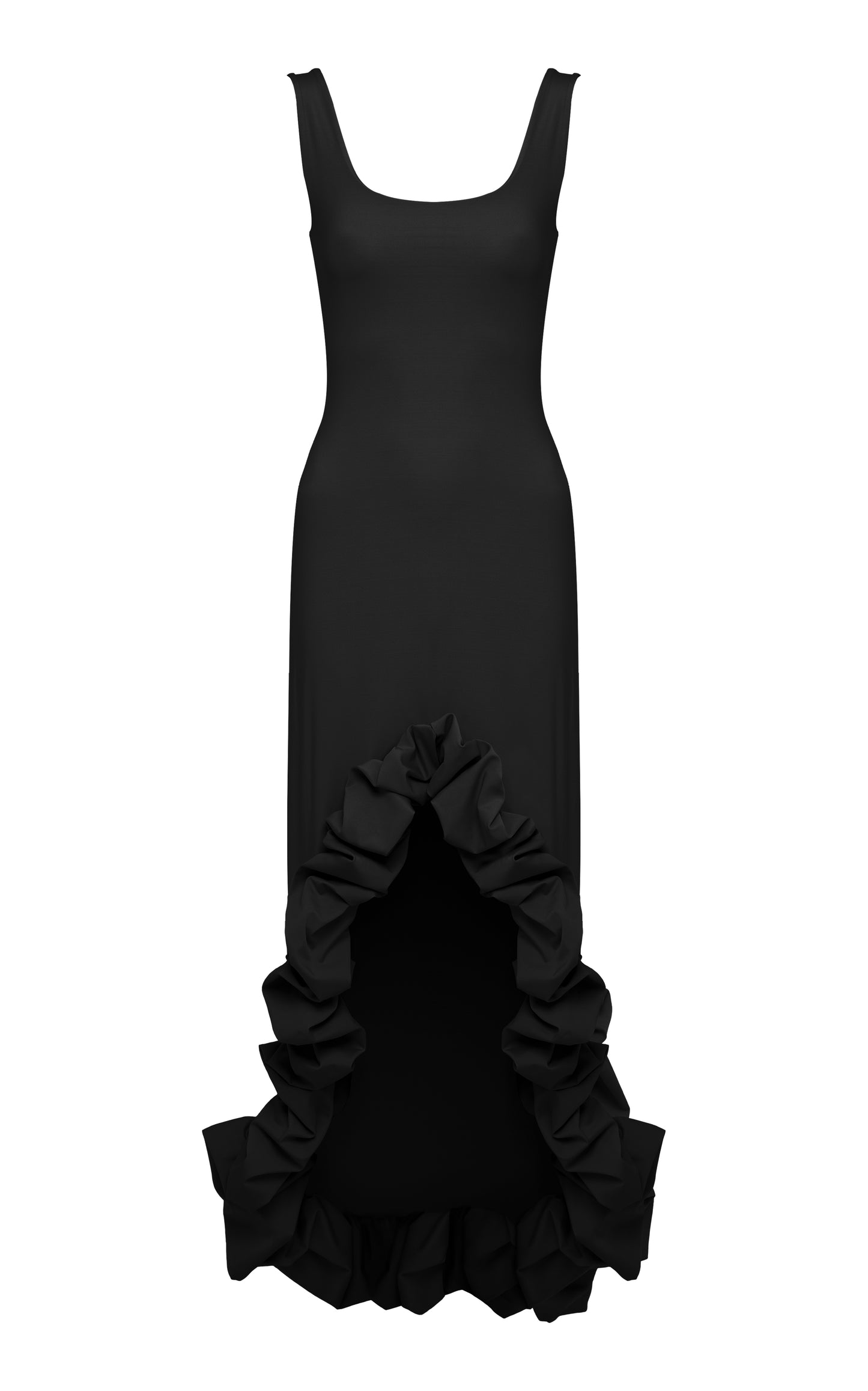 Ruffle Detail Maxi Dress Black HV9794