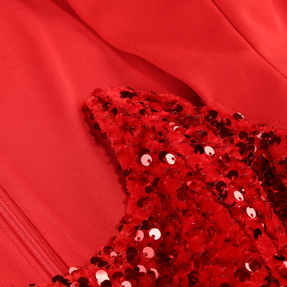 Long Sleeve Sequin Insert Midi Dress  HV1565