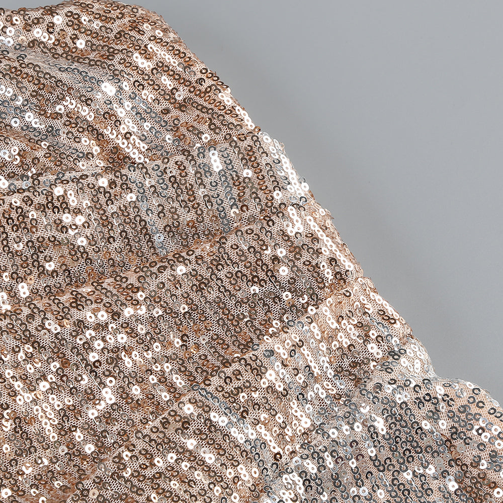 Strapless Sequin Maxi Dress Gold Silver