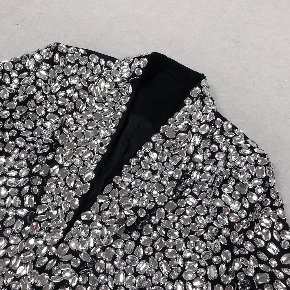 Long Sleeve Crystal Ribbon Jacket Black