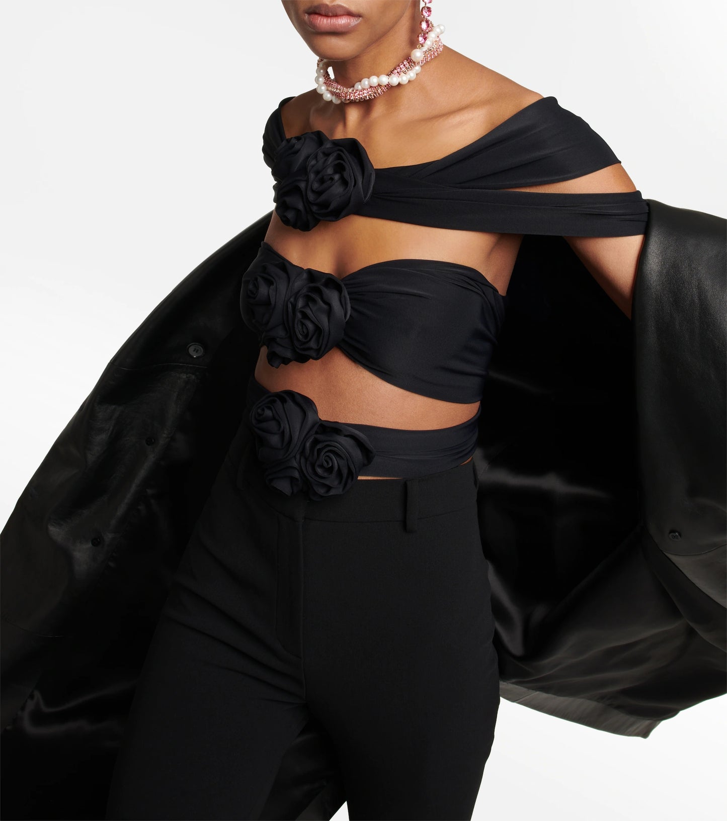 Flower Detail Cut Out Jumpsuit Black HV9507
