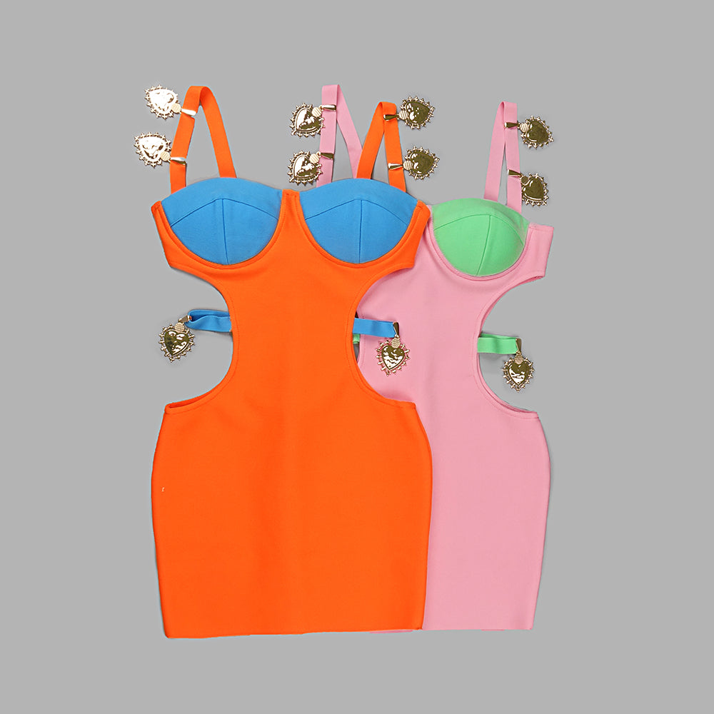 Heart Detail Bustier Dress Pink HV9051