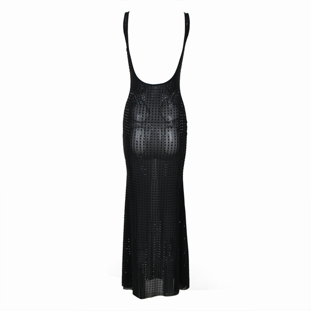 Embelllished Backless Maxi Dress Black HV9965