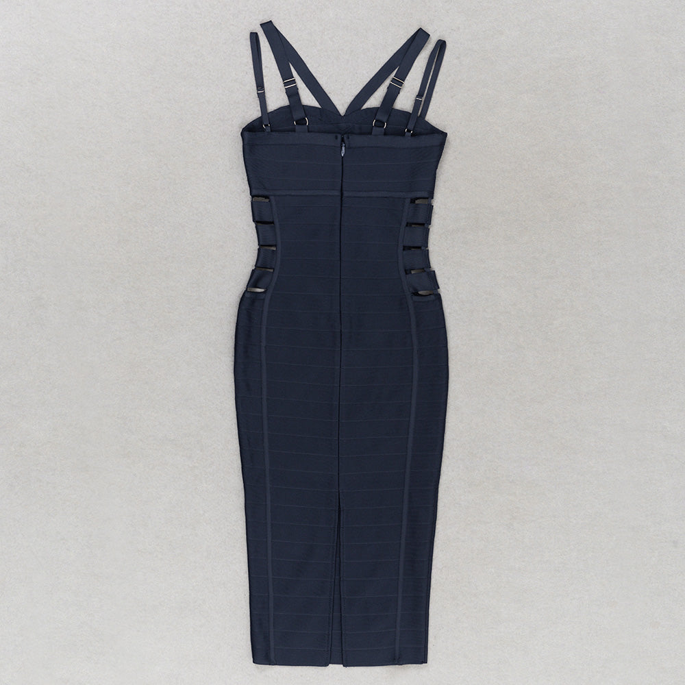 Side Cut Out Midi Dress Navy HV9351