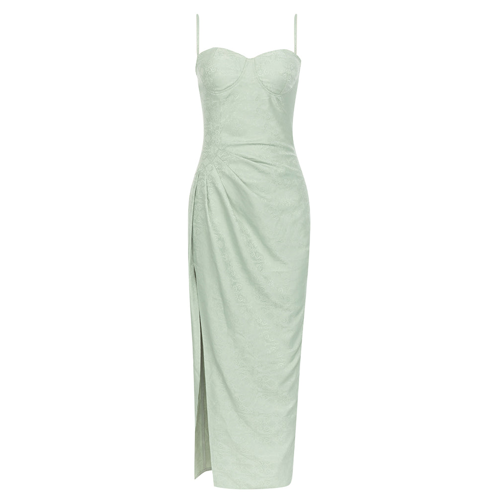 Bustier Draped Maxi Dress Green VH9809