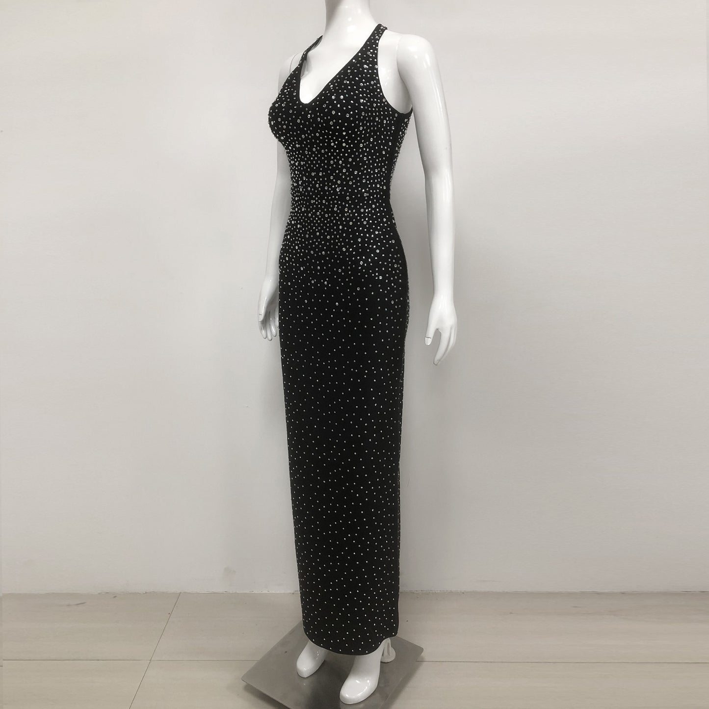 Crystal Covered Maxi Dress Black HV2021