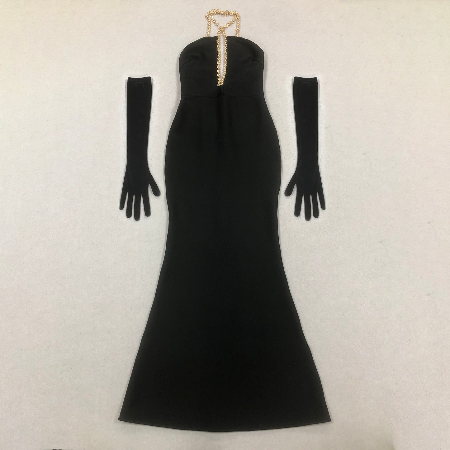 Halter Chain Maxi Dress Black