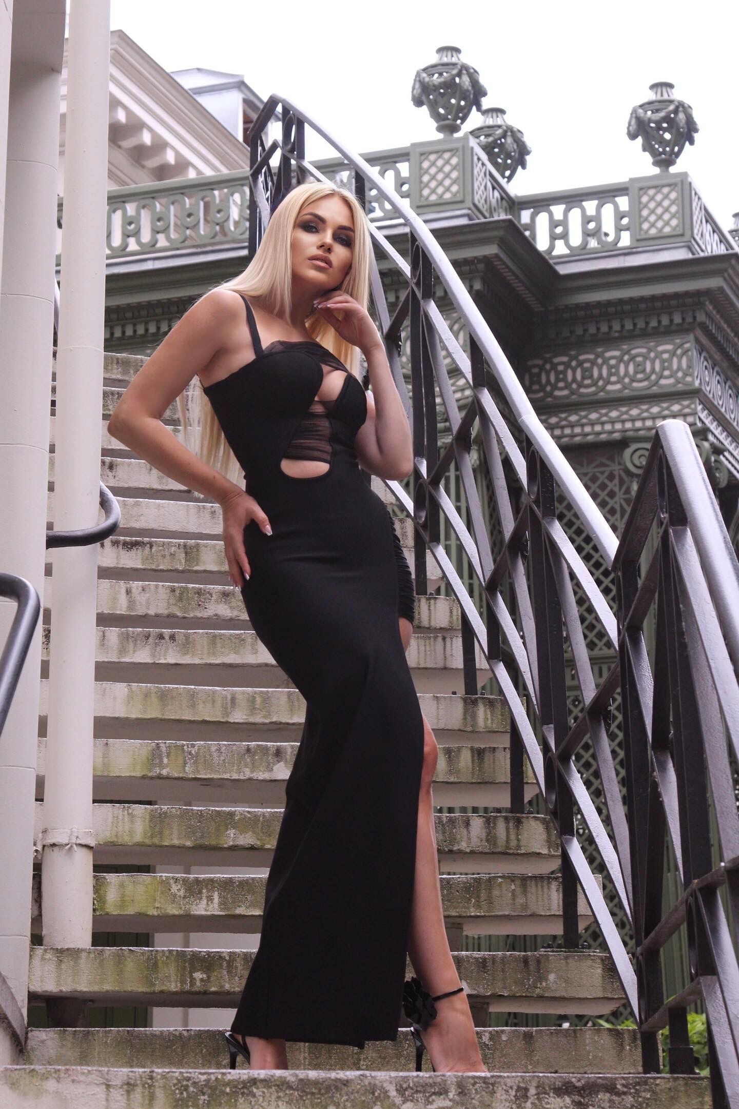 Draped Mesh Insert Maxi Dress Black HV9398