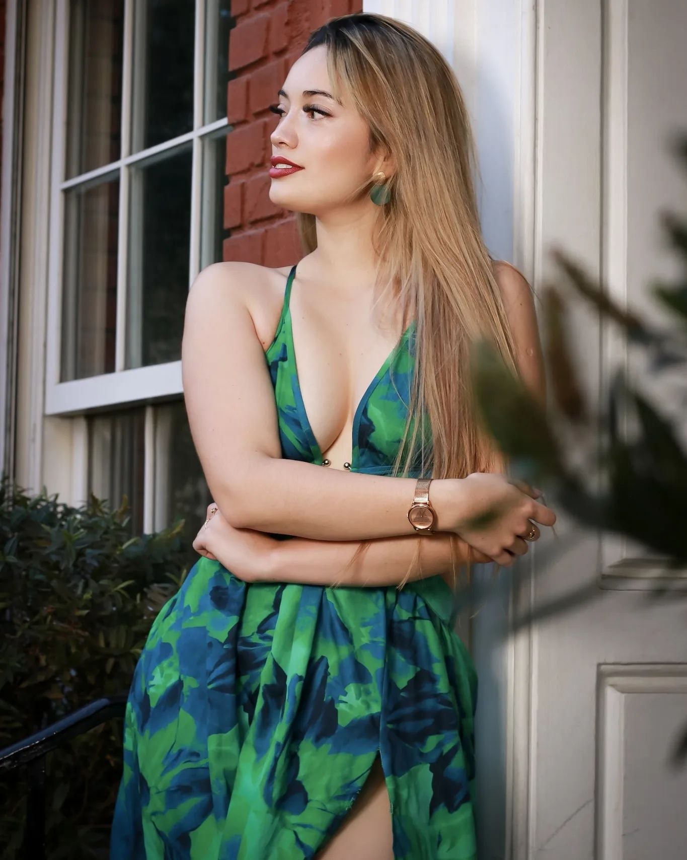Floral A Line Maxi Dress Green HV1623