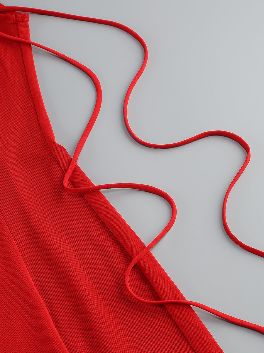Floral Detail Maxi Dress Red