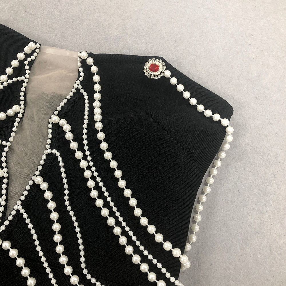 Pearl Bardot Maxi Dress Black