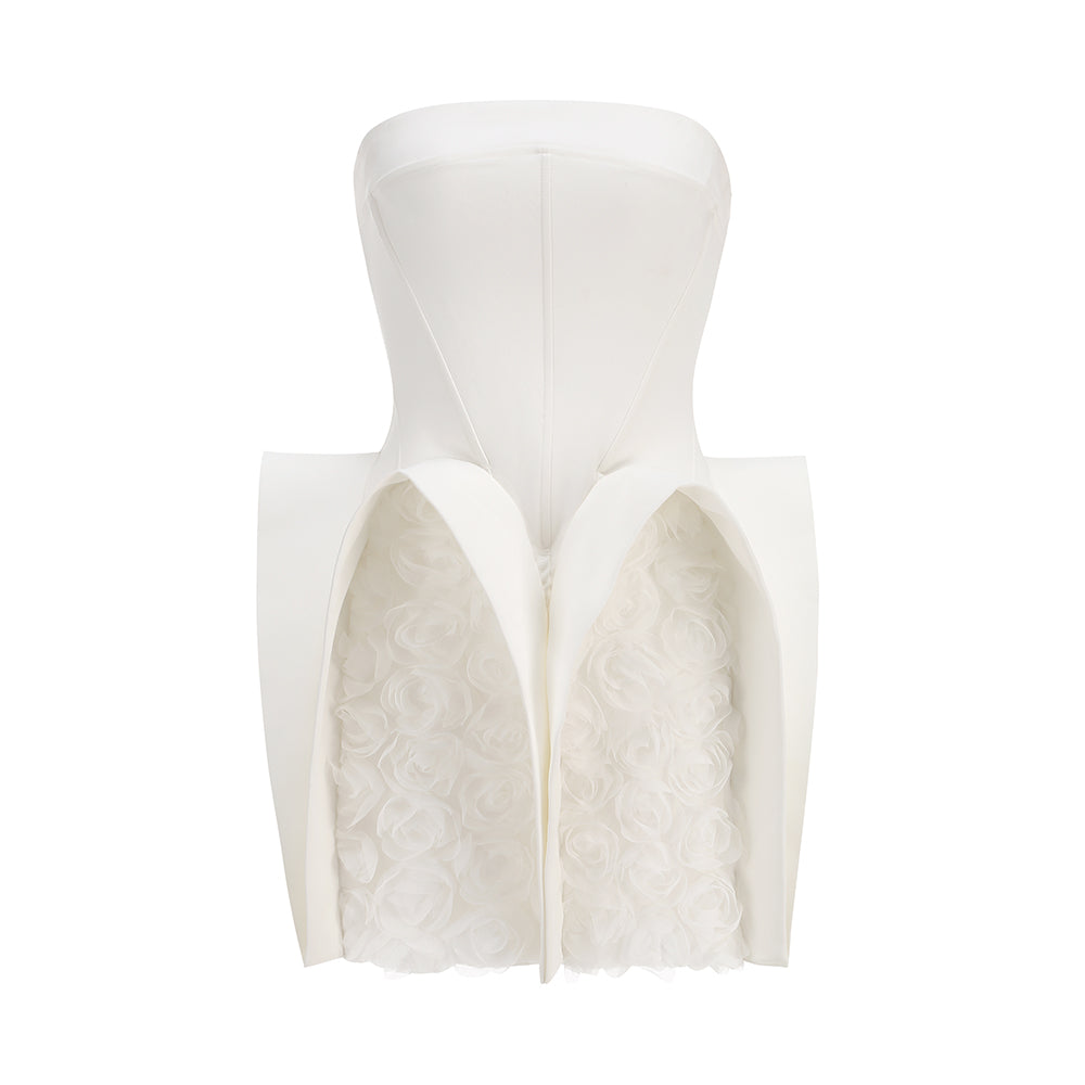 Strapless Puff Dress White