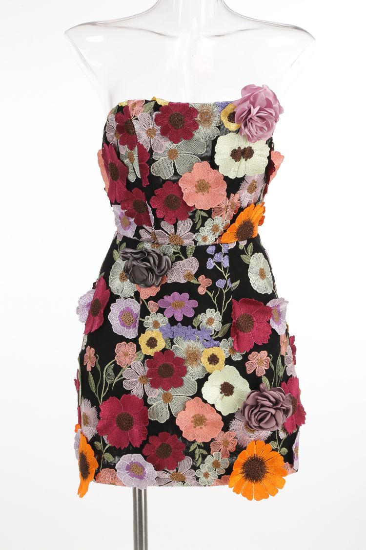 Strapless Floral Corset Dress