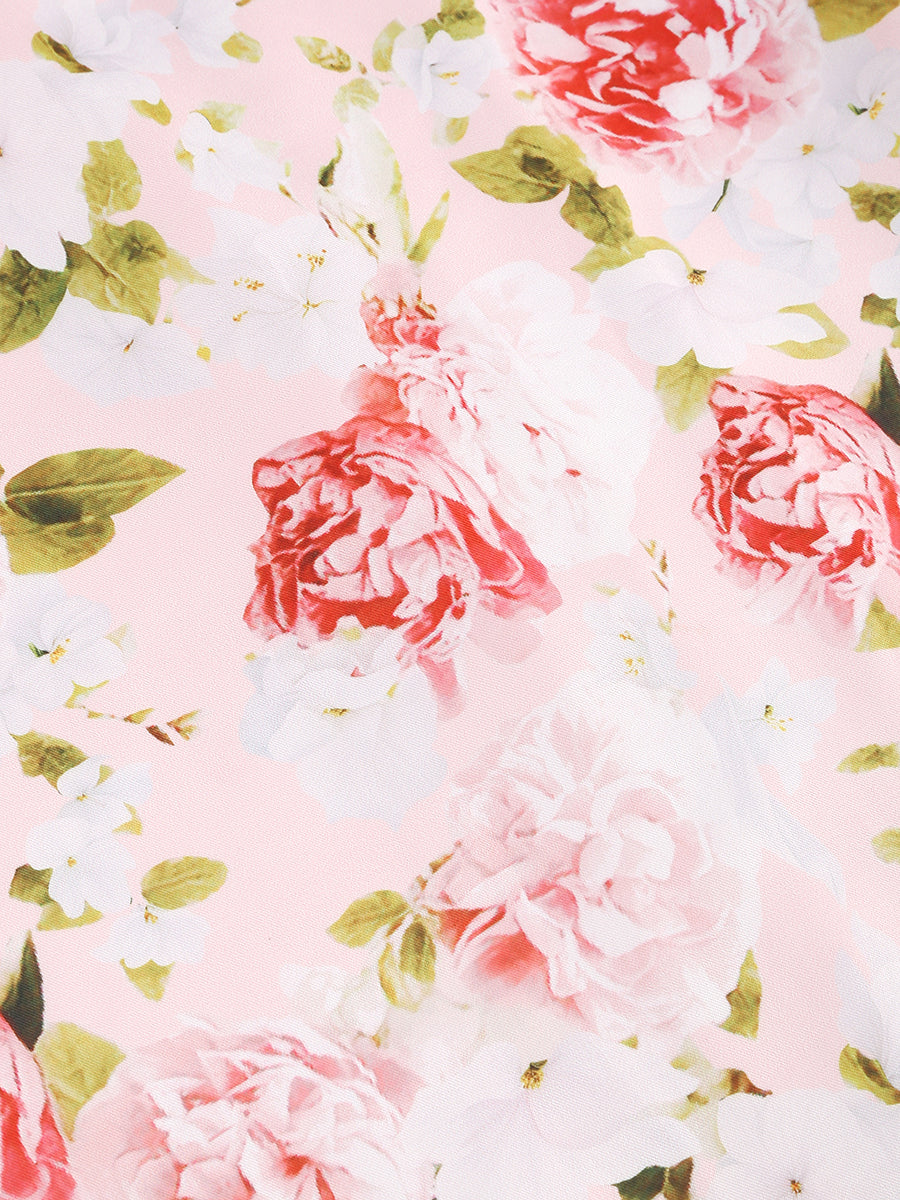 Bustier Lace Floral Maxi Dress Pink