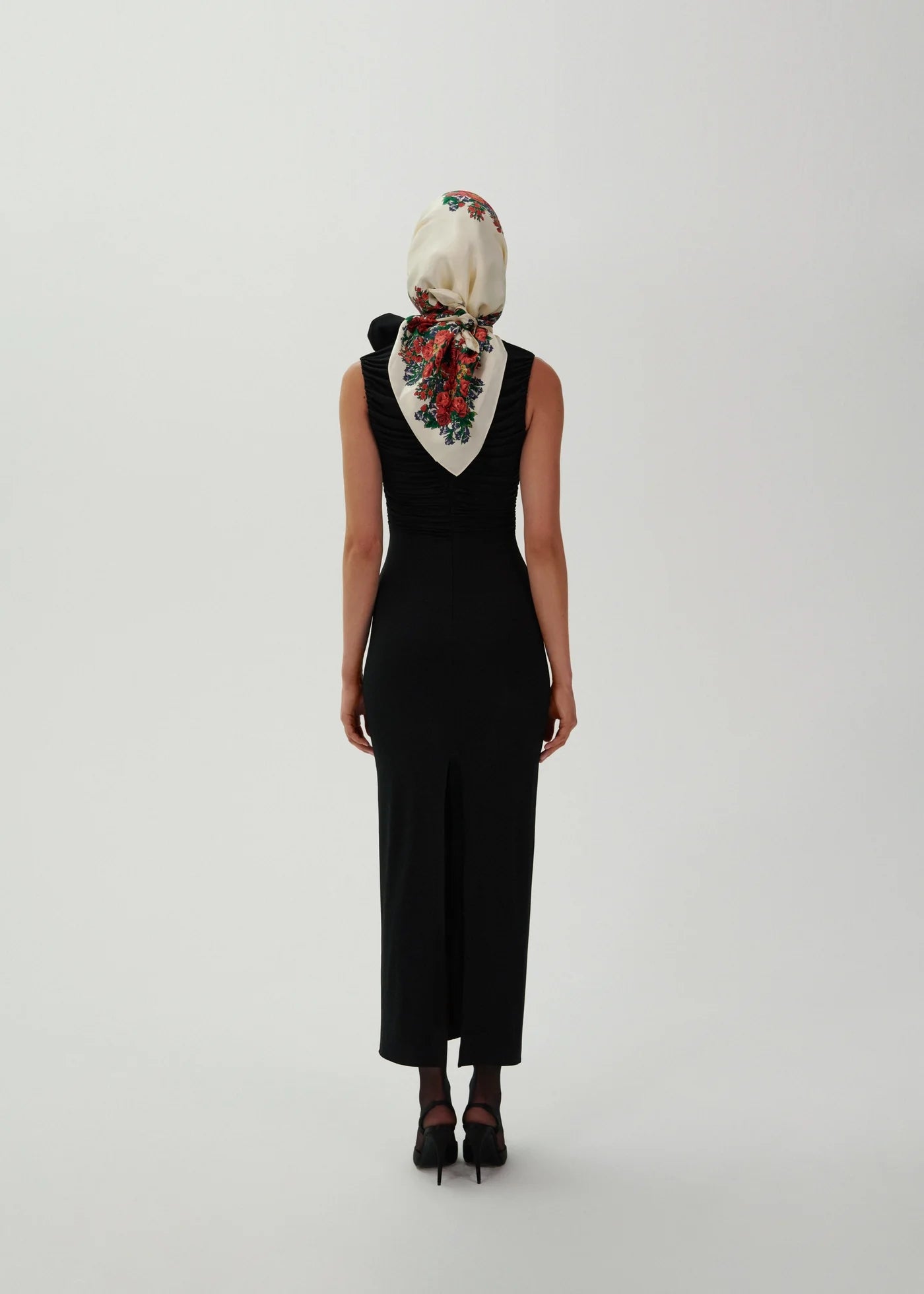 Flower Detail Ruched Midi Dress HV1443