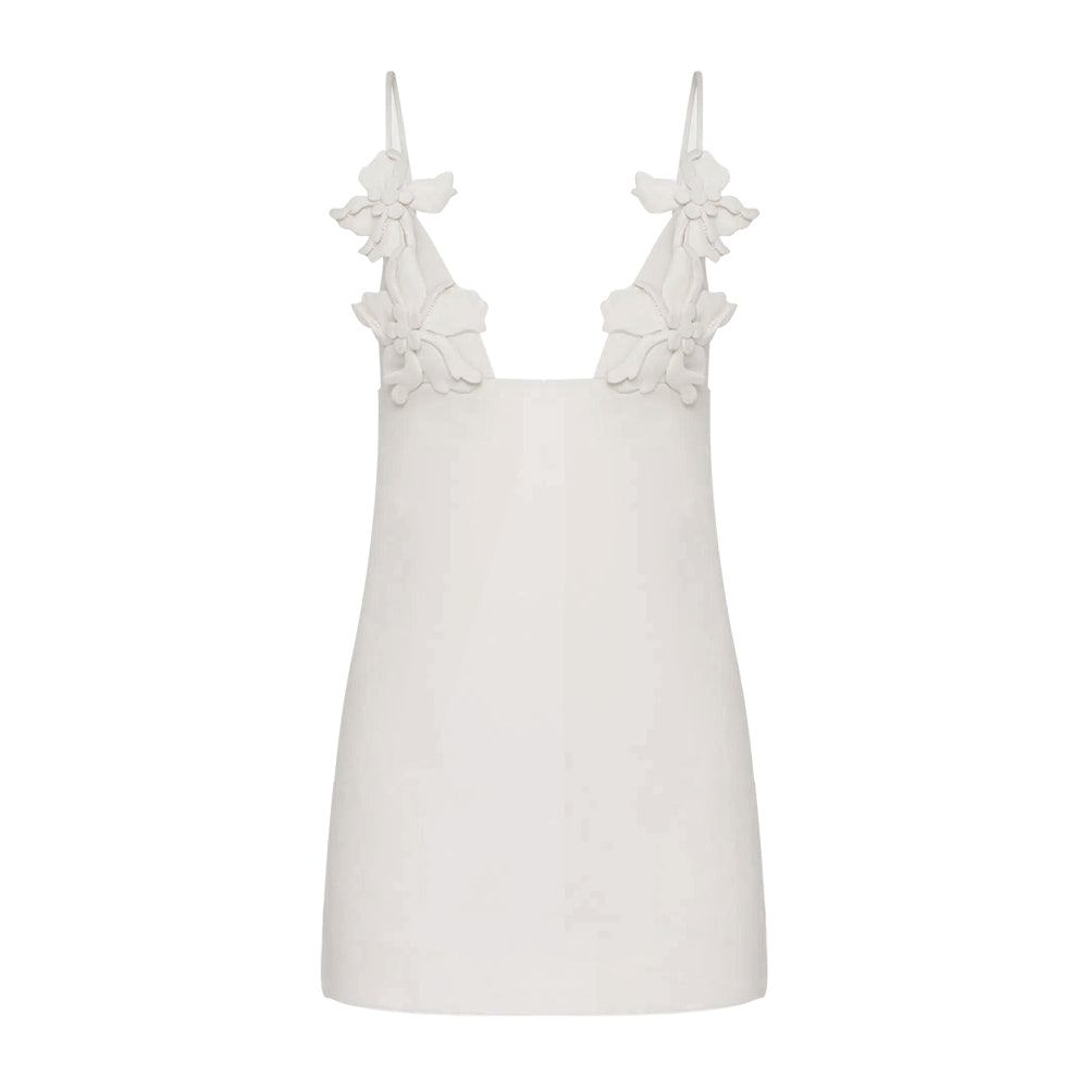 Floral Bustier A Line Dress White HV1355