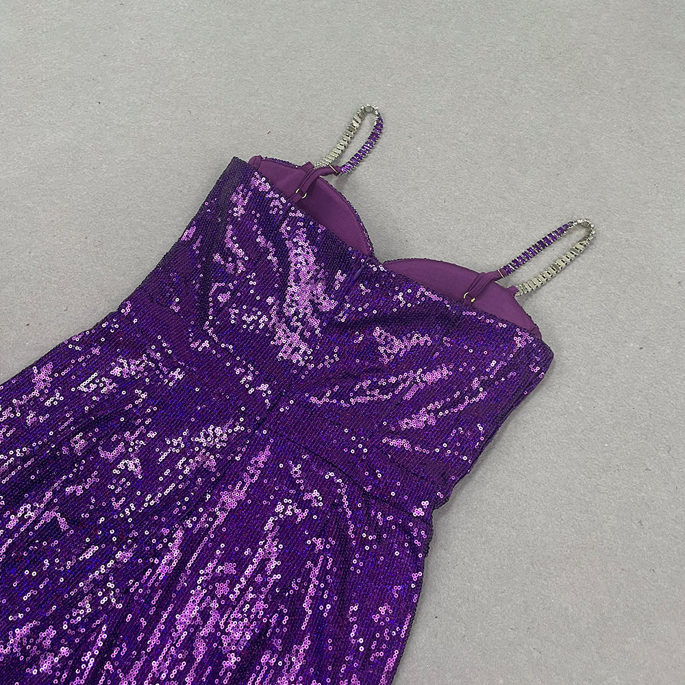 Bustier Sequin Jumpsuit Purple HV9977