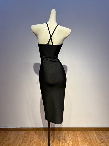 Halter Bustier Midi Dress Black HV3044