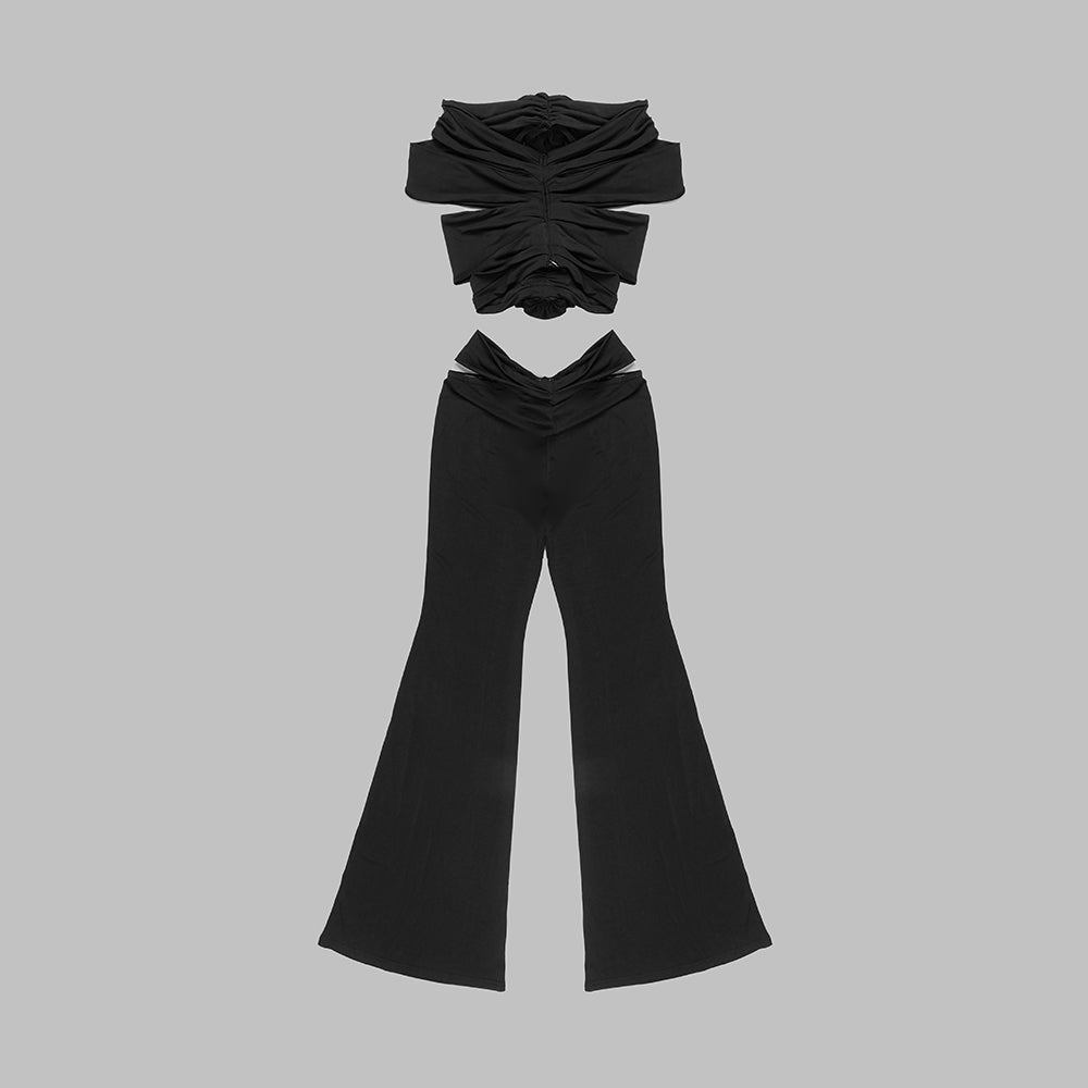 Flower Detail Cut Out Jumpsuit Black HV9507