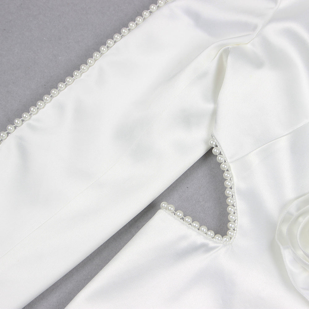 Long Sleeve Pearl Silk Suit White HV9953